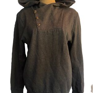 Tom Tailor Denim Gray Hoodie with 3 button at chest size XL
